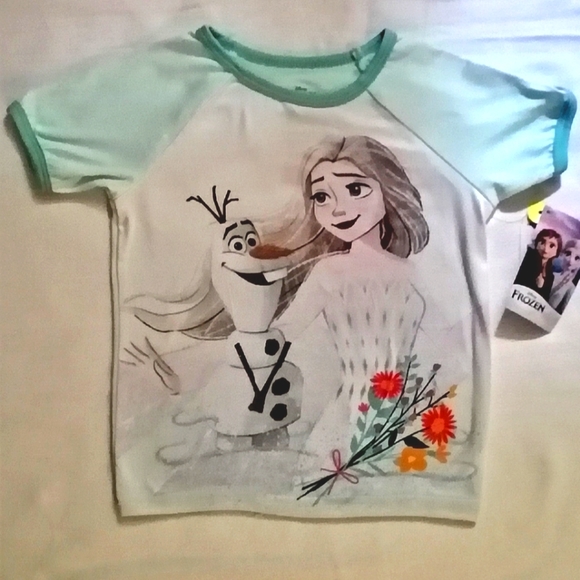 🔥SALE🔥 Disney Frozen Anna and Elsa Girls Short Sleeved Pajamas NWT Size 2T - Picture 4 of 7